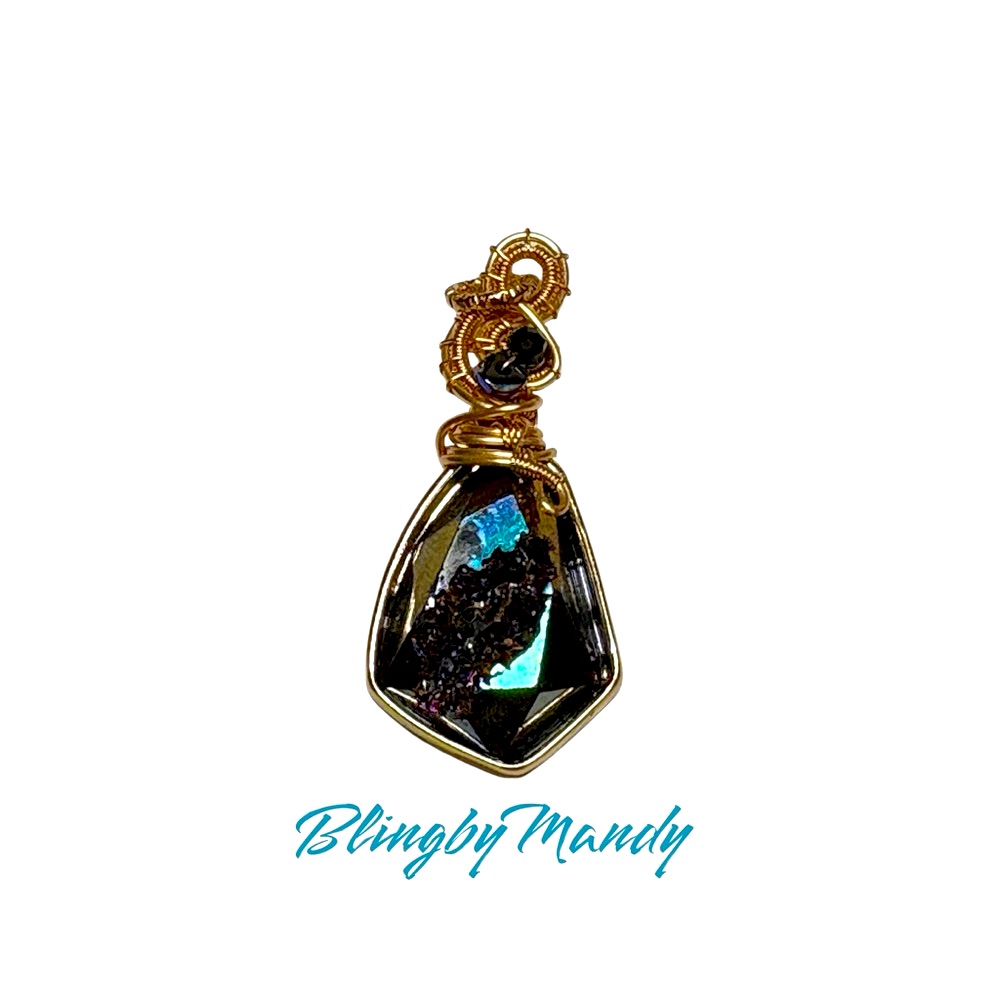 Elegant Exposed Druzy Gold Pendant Necklace -Artisan One Of A Kind